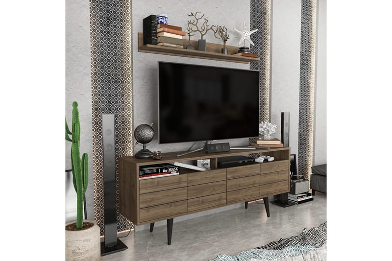 OBURUS Tv-möbelset 160x64,5 cm Brun - Möbler - Vardagsrum - Tv-möbler & mediamöbler - Tv-möbelset