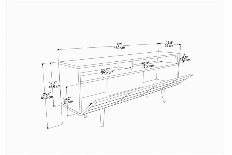 OBURUS Tv-möbelset 160x64,5 cm Svart - Tv-möbelset