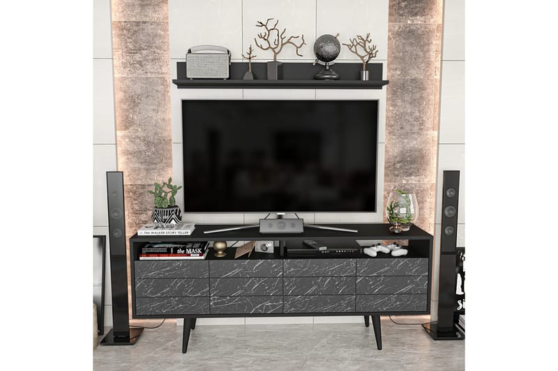 OBURUS Tv-möbelset 160x64,5 cm Svart - Möbler - Vardagsrum - Tv-möbler & mediamöbler - Tv-möbelset