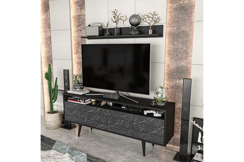OBURUS Tv-möbelset 160x64,5 cm Svart - Möbler - Vardagsrum - Tv-möbler & mediamöbler - Tv-möbelset