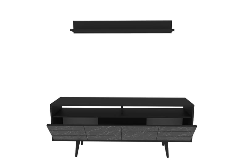 OBURUS Tv-möbelset 160x64,5 cm Svart - Möbler - Vardagsrum - Tv-möbler & mediamöbler - Tv-möbelset