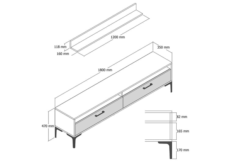 OBURUS Tv-möbelset 180x47 cm Brun - Tv-möbelset