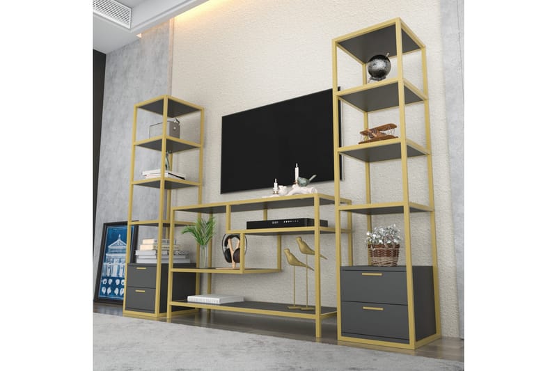 OBURUS Tv-möbelset 198x160 cm Guld - Tv-möbelset