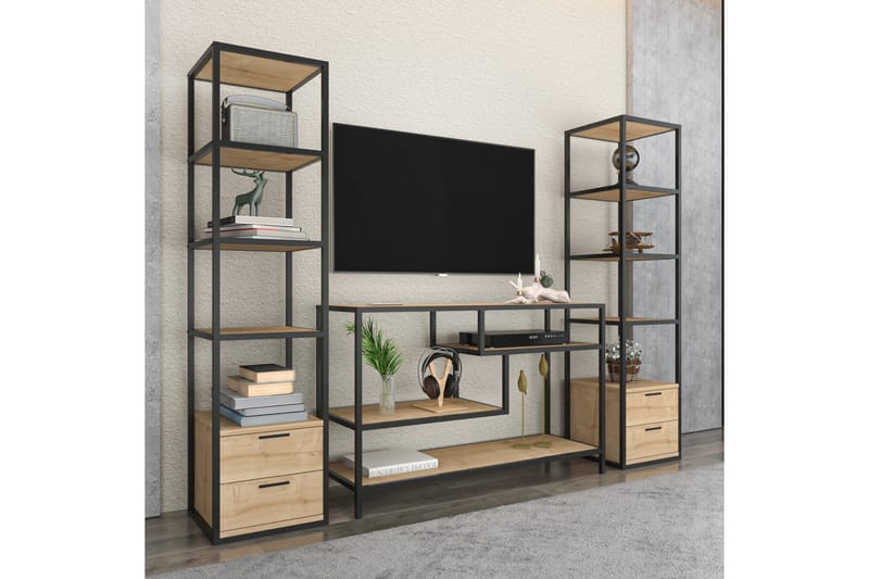 OBURUS Tv-möbelset 198x160 cm Svart - Möbler - Vardagsrum - Tv-möbler & mediamöbler - Tv-möbelset
