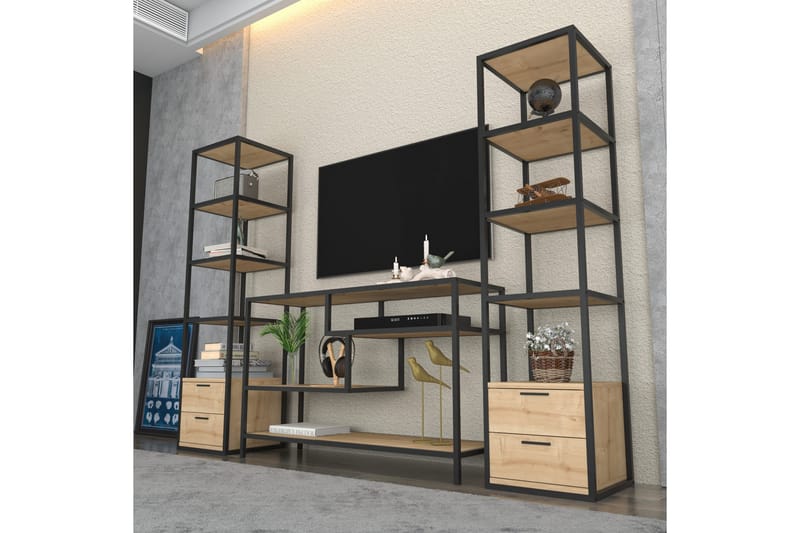 OBURUS Tv-möbelset 198x160 cm Svart - Möbler - Vardagsrum - Tv-möbler & mediamöbler - Tv-möbelset