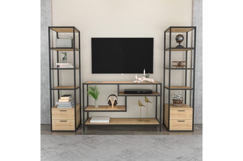 OBURUS Tv-möbelset 198x160 cm Svart - Möbler - Vardagsrum - Tv-möbler & mediamöbler - Tv-möbelset