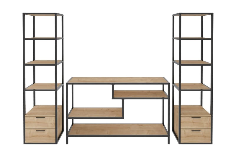 OBURUS Tv-möbelset 198x160 cm Svart - Möbler - Vardagsrum - Tv-möbler & mediamöbler - Tv-möbelset