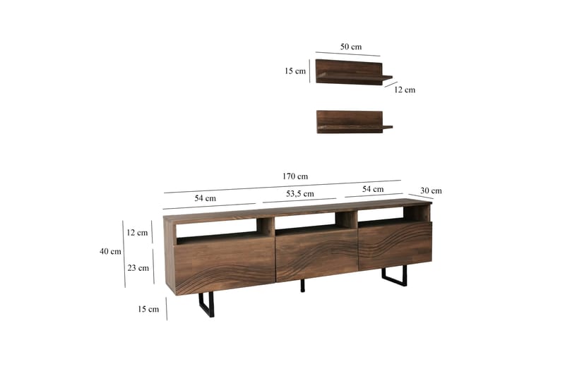 OBURUS Tv-möbelset 50x15 cm Brun - Möbler - Vardagsrum - Tv-möbler & mediamöbler - Tv-möbelset