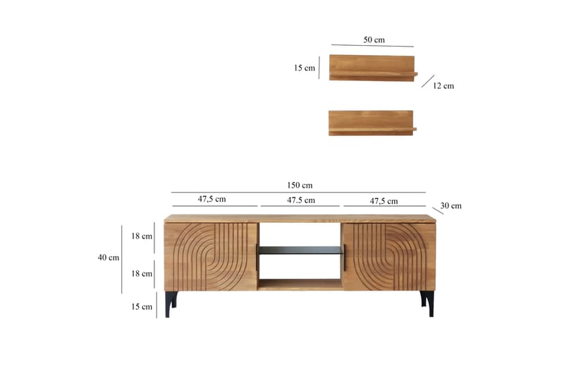 OBURUS Tv-möbelset 50x15 cm Brun - Möbler - Vardagsrum - Tv-möbler & mediamöbler - Tv-möbelset