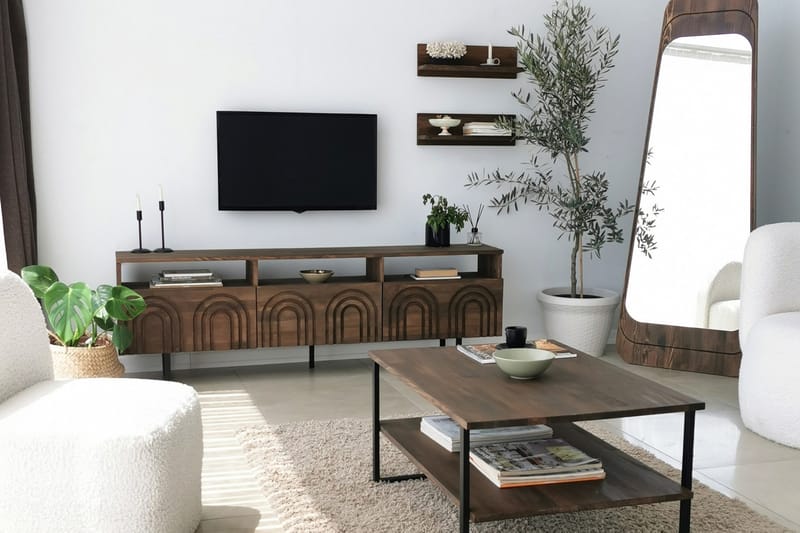 OBURUS Tv-möbelset 50x15 cm Brun - Möbler - Vardagsrum - Tv-möbler & mediamöbler - Tv-möbelset