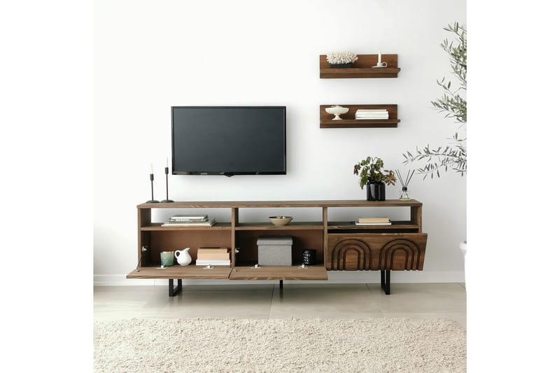 OBURUS Tv-möbelset 50x15 cm Brun - Möbler - Vardagsrum - Tv-möbler & mediamöbler - Tv-möbelset