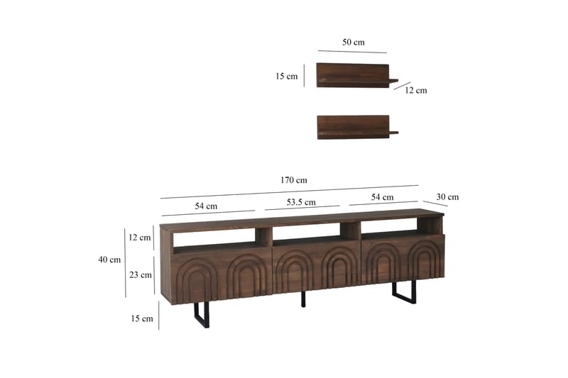 OBURUS Tv-möbelset 50x15 cm Brun - Tv-möbelset