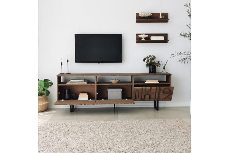 OBURUS Tv-möbelset 50x15 cm Brun - Möbler - Vardagsrum - Tv-möbler & mediamöbler - Tv-möbelset
