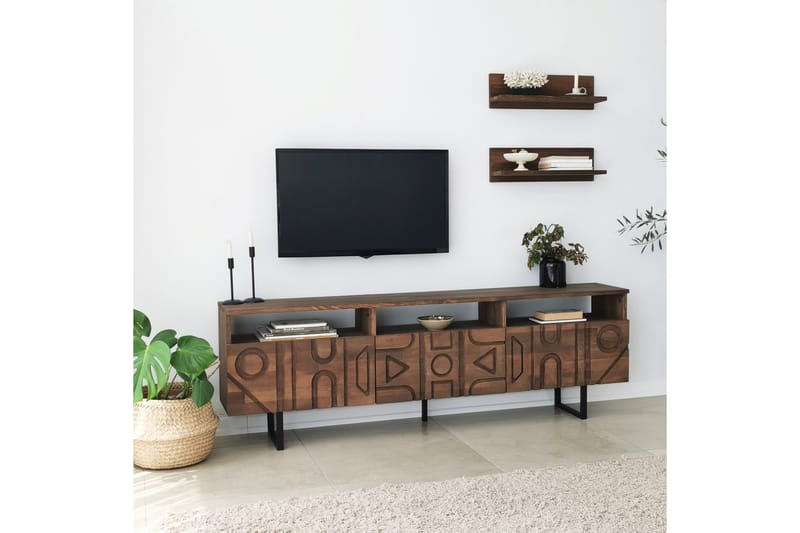 OBURUS Tv-möbelset 50x15 cm Brun - Möbler - Vardagsrum - Tv-möbler & mediamöbler - Tv-möbelset