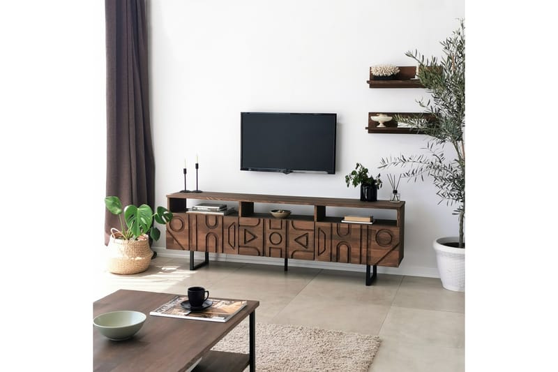 OBURUS Tv-möbelset 50x15 cm Brun - Möbler - Vardagsrum - Tv-möbler & mediamöbler - Tv-möbelset
