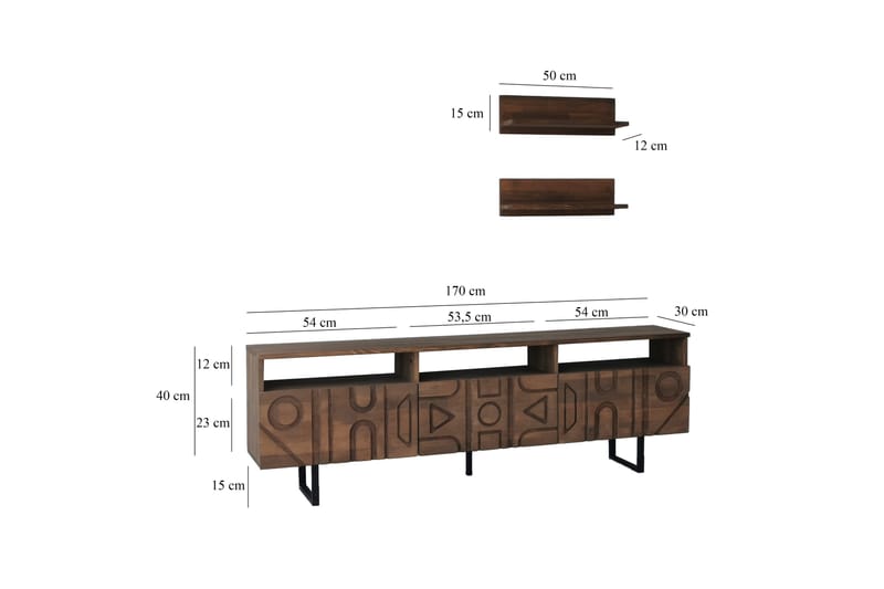 OBURUS Tv-möbelset 50x15 cm Brun - Möbler - Vardagsrum - Tv-möbler & mediamöbler - Tv-möbelset