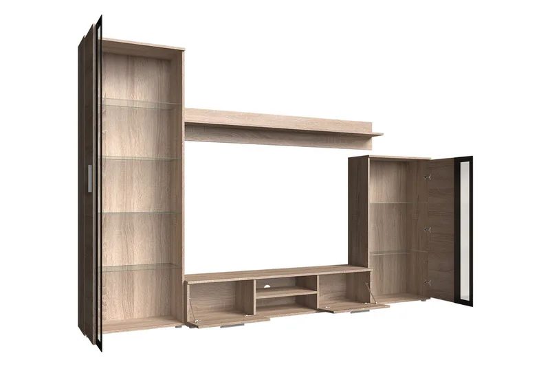 Olerum TV-möbelset - Ek/Svart/Led-Belysning - Möbler - Vardagsrum - Tv-möbler & mediamöbler - Tv-möbelset