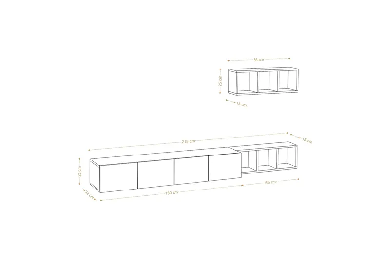 Pa Tv-möbelset 215x32 cm Vit/Brun - Hanah Home - Möbler - Vardagsrum - Tv-möbler & mediamöbler - Tv-möbelset