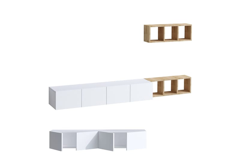 Pa Tv-möbelset 215x32 cm Vit/Brun, Hanah Home