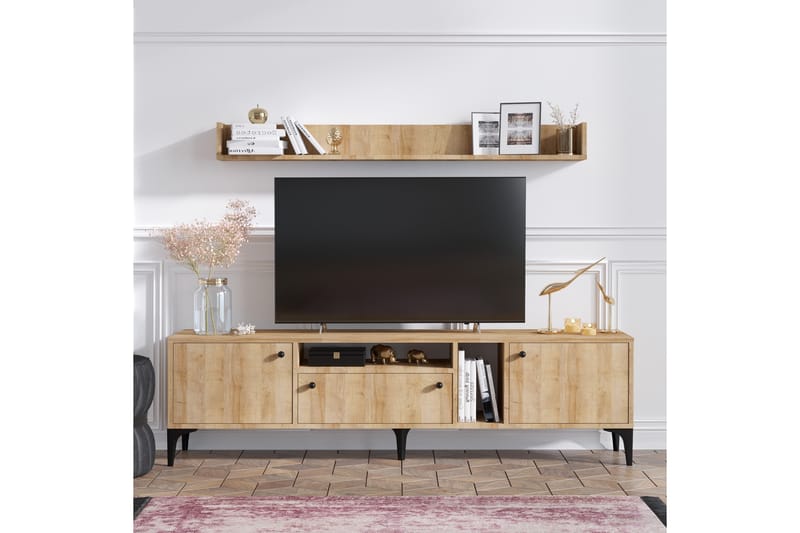PALUDO Tv-möbelset 150 cm Natur/Svart - Möbler - Vardagsrum - Tv-möbler & mediamöbler - Tv-möbelset