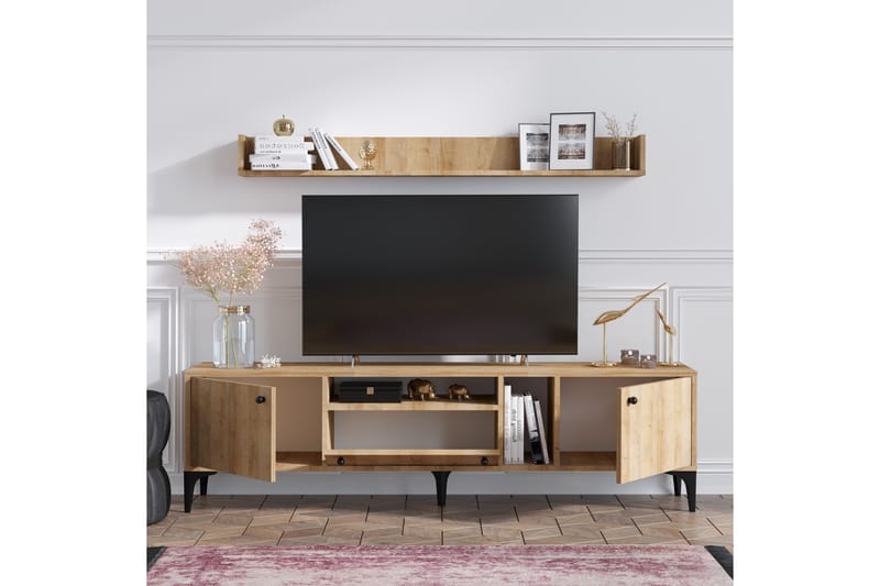 PALUDO Tv-möbelset 150 cm Natur/Svart - Tv-möbelset