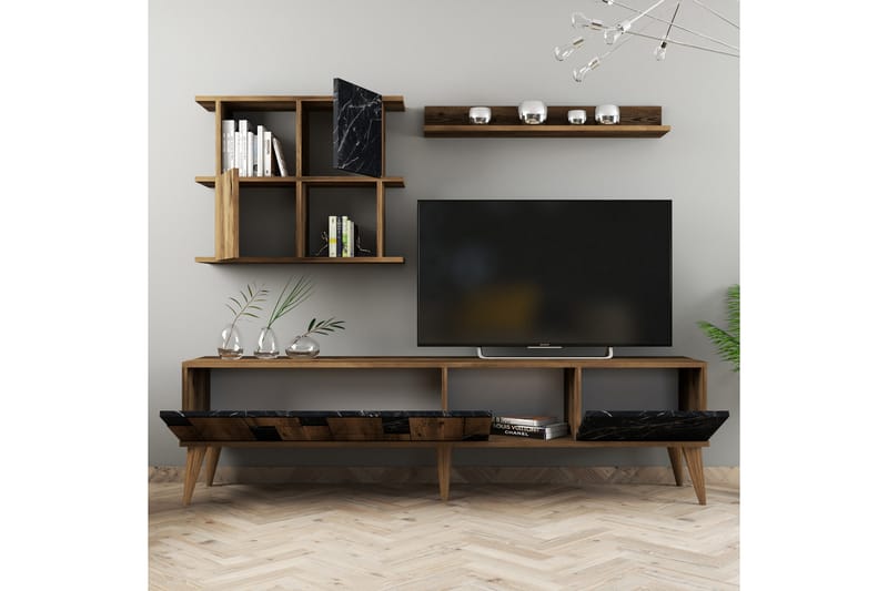 POTRERO Tv-möbelset 180 cm Mörkbrun/Svart - Möbler - Vardagsrum - Tv-möbler & mediamöbler - Tv-möbelset