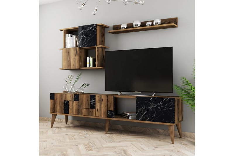 POTRERO Tv-möbelset 180 cm Mörkbrun/Svart - Tv-möbelset