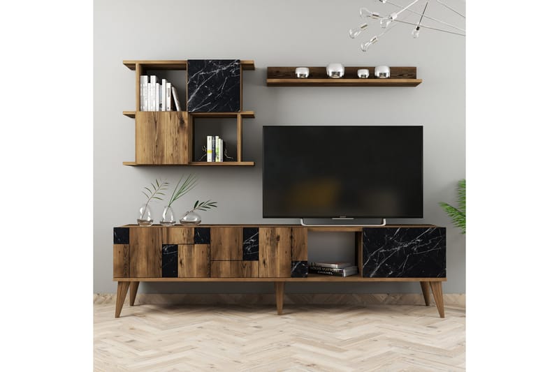 POTRERO Tv-möbelset 180 cm Mörkbrun/Svart - Möbler - Vardagsrum - Tv-möbler & mediamöbler - Tv-möbelset