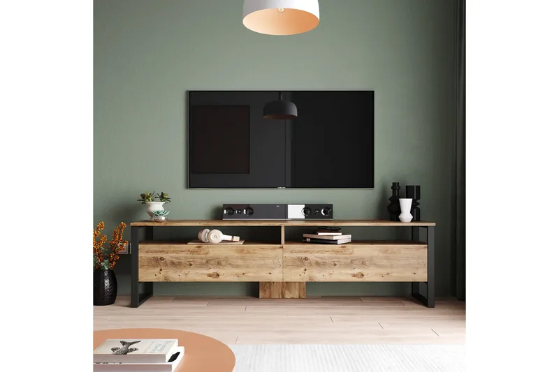 Rinorea Tv-möbelset 180x56 cm - Grön - Möbler - Vardagsrum - Tv-möbler & mediamöbler - Tv-möbelset