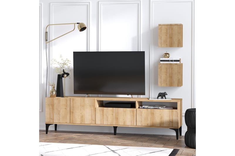 RUGACA Tv-möbelset 180 cm Natur/Svart - Möbler - Vardagsrum - Tv-möbler & mediamöbler - Tv-möbelset