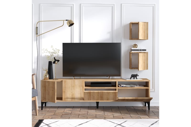 RUGACA Tv-möbelset 180 cm Natur/Svart - Möbler - Vardagsrum - Tv-möbler & mediamöbler - Tv-möbelset