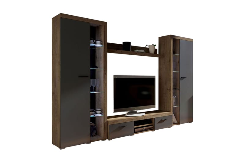 Rumba TV-möbelset 300x34x190 cm - Beige/Brun - Tv-möbelset