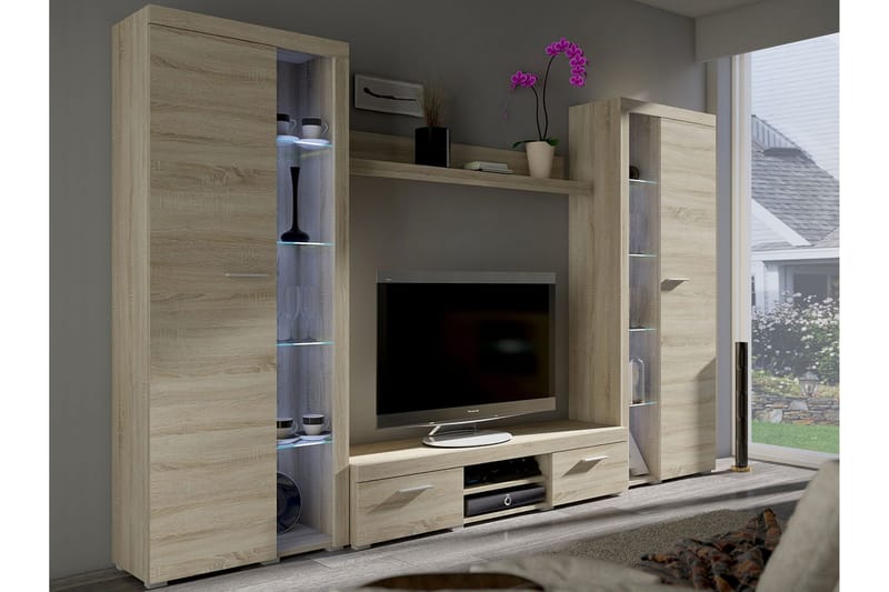 Rumba TV-möbelset 300x34x190 cm, Trä/natur