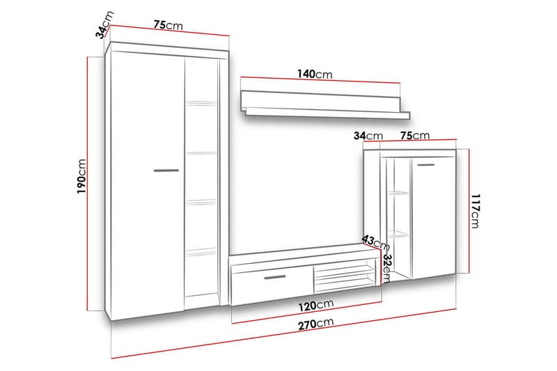 Rumba TV-möbelset - Vit - Möbler - Vardagsrum - Tv-möbler & mediamöbler - Tv-möbelset