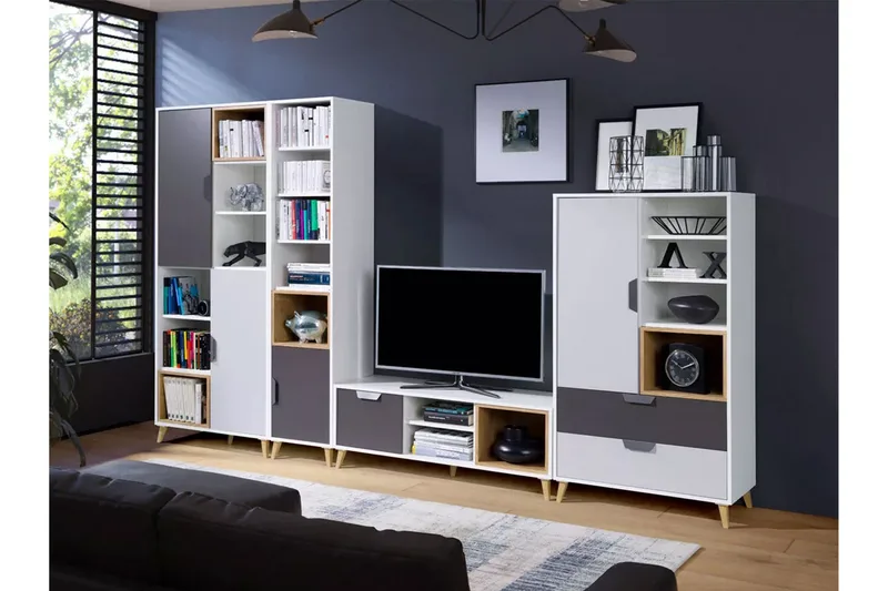 Sayuki Tv-möbelset 120 cm, Vit/Grå