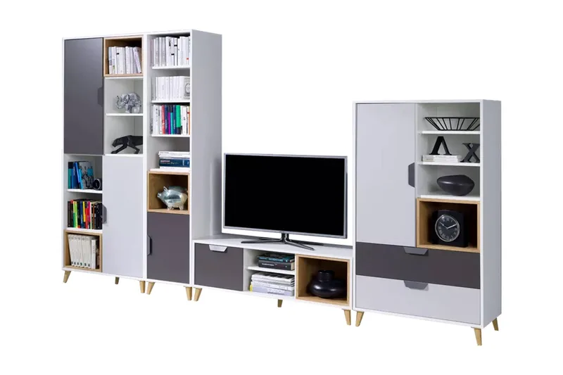 Sayuki Tv-möbelset 120 cm - Vit/Grå - Möbler - Vardagsrum - Tv-möbler & mediamöbler - Tv-möbelset