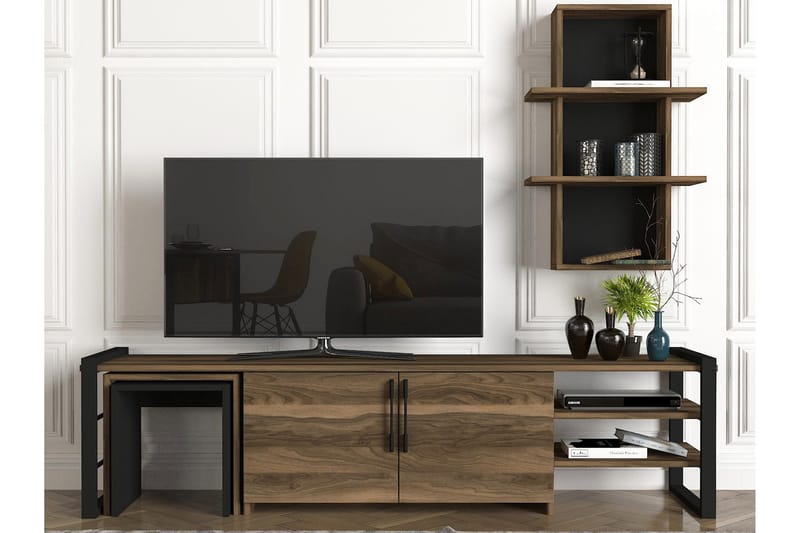 SCHRIENER TV-Möbelset 180 cm Valnöt/Svart - Tv-möbelset