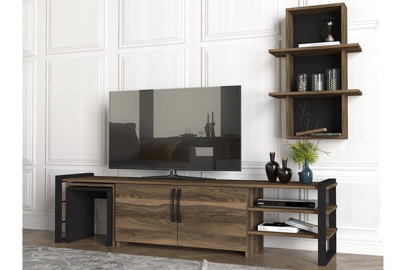 SCHRIENER TV-Möbelset 180 cm Valnöt/Svart - Tv-möbelset