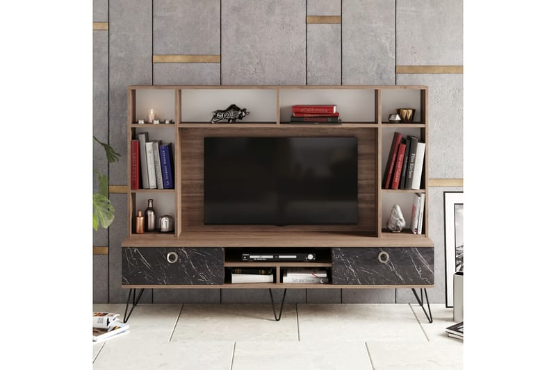 SEBEK TV-Möbelset 180 cm Valnöt/Svart - Möbler - Vardagsrum - Tv-möbler & mediamöbler - Tv-möbelset