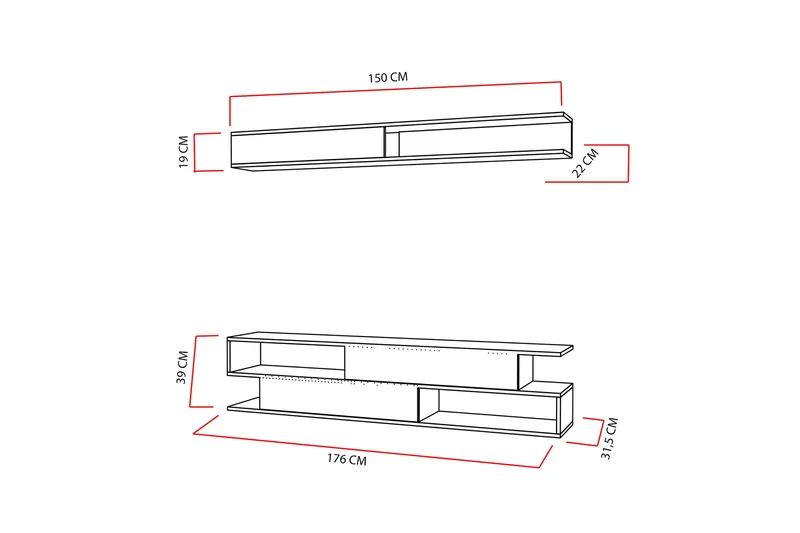 Simsaur Tv-bänk med Hylla - Vit/Teak - Möbler - Vardagsrum - Tv-möbler & mediamöbler - Tv-möbelset