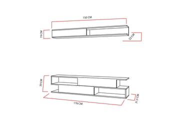 Simsaur Tv-bänk med Hylla - Vit/Teak - Möbler - Vardagsrum - Tv-möbler & mediamöbler - Tv-möbelset
