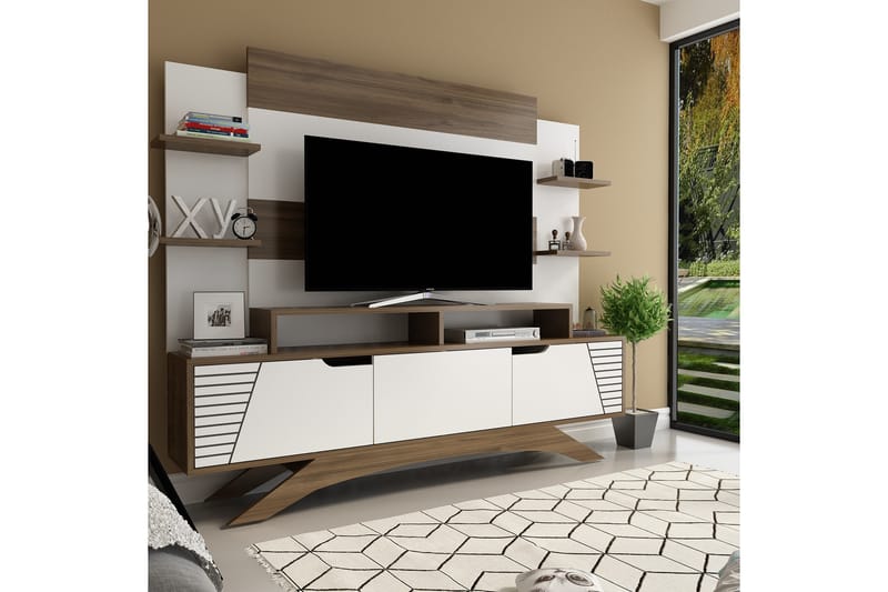 STENHESTRA TV-Möbelset 149 cm Brun/Vit - Brun/Vit - Möbler - Vardagsrum - Tv-möbler & mediamöbler - Tv-möbelset
