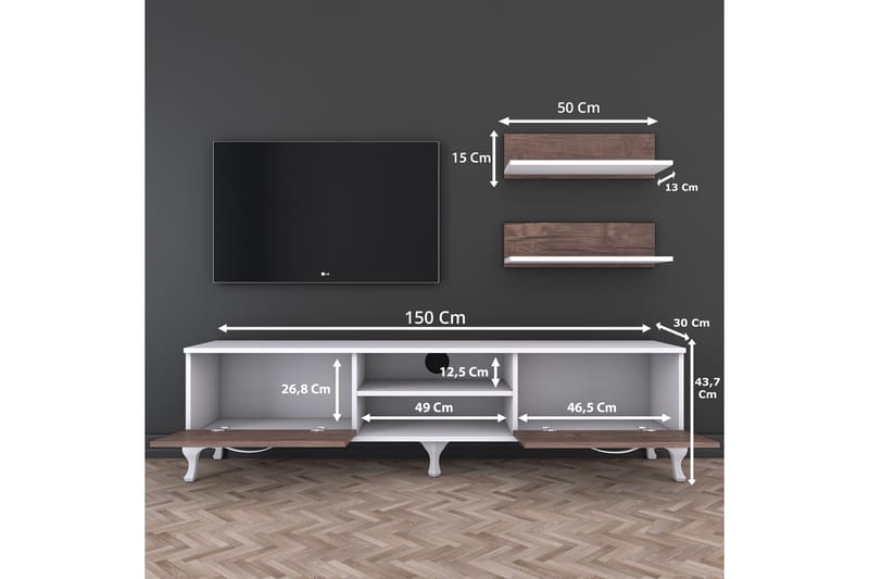 STIMMERBO TV-Möbelset 150 cm Vit/Brun - Brun - Tv-möbelset