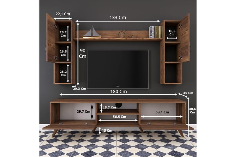 STIMMERBO TV-Möbelset 180 cm Brun - Tv-möbelset
