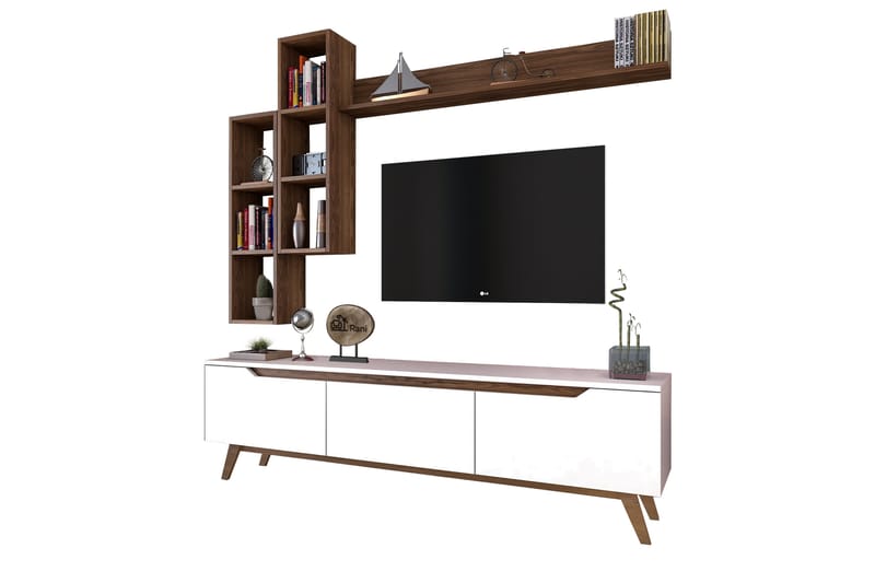 STIMMERBO TV-Möbelset 180 cm Vit/Brun - Beige - Möbler - Vardagsrum - Tv-möbler & mediamöbler - Tv-möbelset