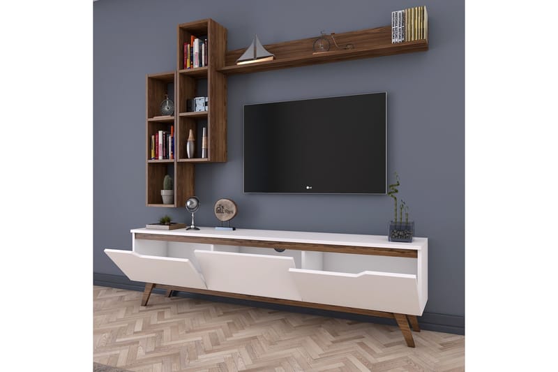 STIMMERBO TV-Möbelset 180 cm Vit/Brun - Beige - Möbler - Vardagsrum - Tv-möbler & mediamöbler - Tv-möbelset