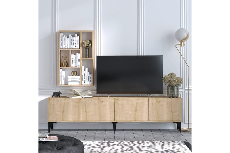 SUMBER Tv-möbelset 180 cm Blå/Natur/Svart - Möbler - Vardagsrum - Tv-möbler & mediamöbler - Tv-möbelset