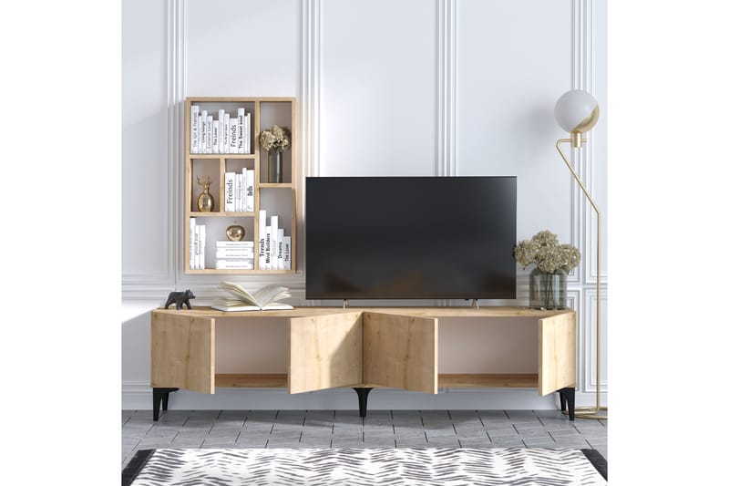 SUMBER Tv-möbelset 180 cm Blå/Natur/Svart - Tv-möbelset