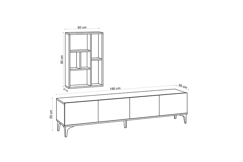 SUMBER Tv-möbelset 180 cm Blå/Natur/Svart - Tv-möbelset