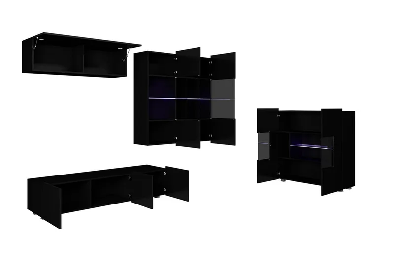 Tessan Tv-möbelset & vitrinskåp - Svart/Vit - Möbler - Vardagsrum - Tv-möbler & mediamöbler - Tv-möbelset